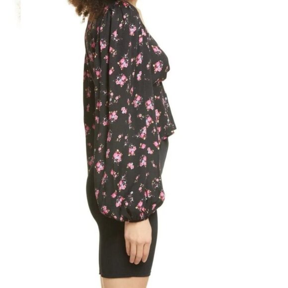 NEW AFRM Hart Floral Print Peplum Cutout Top Bohemian Nordstrom Bell Sleeve Boho - Picture 13 of 14